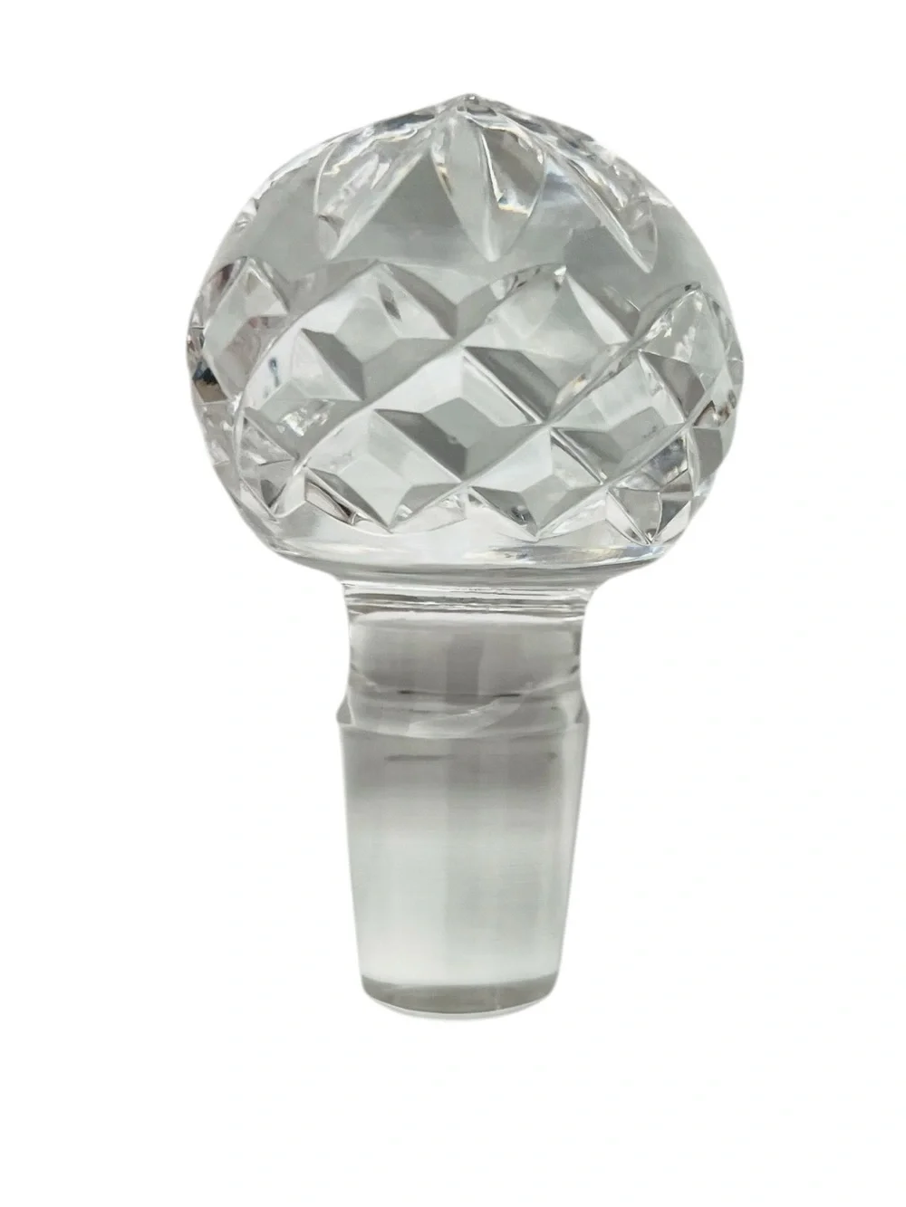 Vintage Crystal Clear Cut-Glass Bottle Stopper - Clear